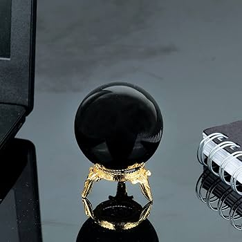 Ημιπολύτιμος Λίθος Μαύρης Τουρμαλίνης σε σχήμα Σφαίρας 4cm με βάση