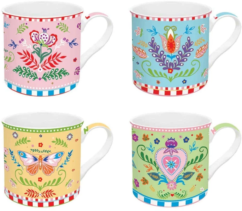 Κούπες Spring Folk (Σετ 4Τμχ) 179SFΟL 300ml Multi Easy Life Πορσελάνη