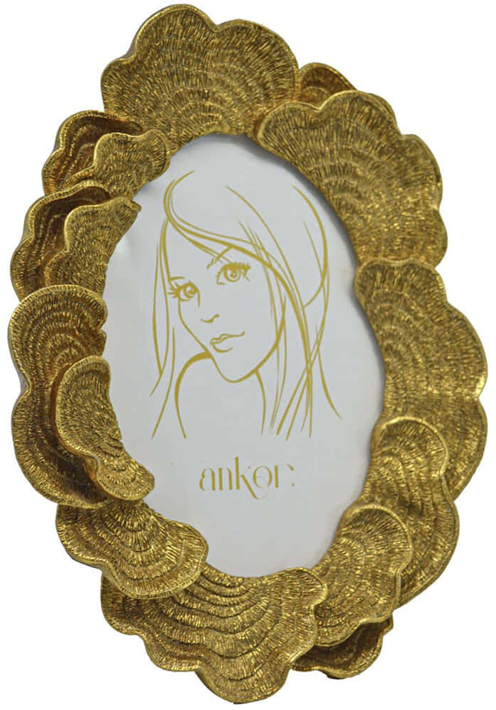 Κορνίζα Οβάλ Ανάγλυφη 24343-5 13x18cm Gold Ankor Πολυέστερ