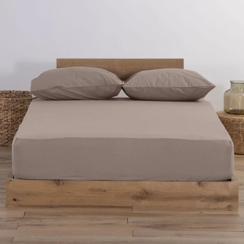 Σεντόνι Jersey Με Λάστιχο Mocca Nef-Nef Homeware King Size 180x235cm 100% Βαμβάκι