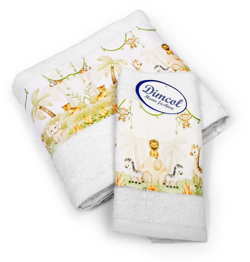 Πετσέτες Βρεφικές Jungle 350 (Σετ 2τμχ) White DimCol Towels Set 70x140cm 100% Βαμβάκι