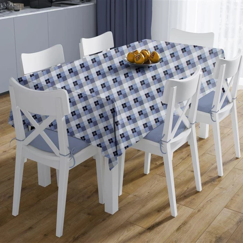 Τραπεζομάντηλο Αλέκιαστο Checkered 468 Blue DimCol 140X180 Βαμβάκι-Πολυέστερ
