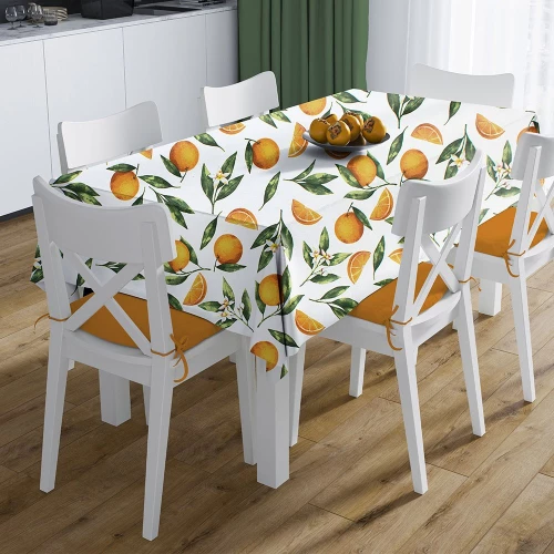 Τραπεζομάντηλο Αλέκιαστο Oranges 474 White-Orange DimCol 140X180 Βαμβάκι-Πολυέστερ