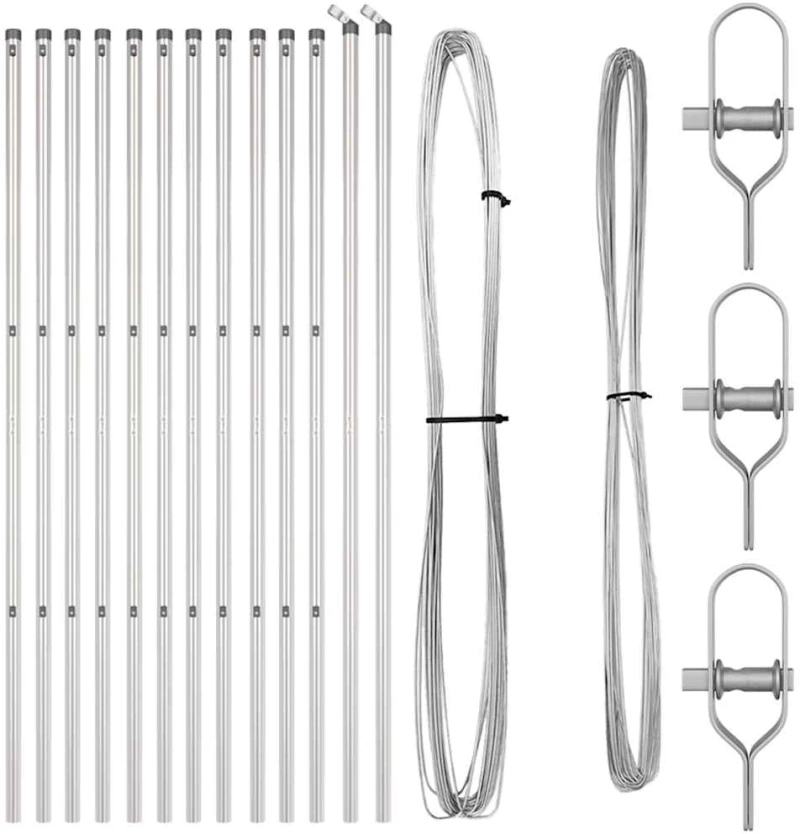 vidaXL Σετ Πόδια Φράχτη 13 pcs Ασημί Ø32mm 160 εκ