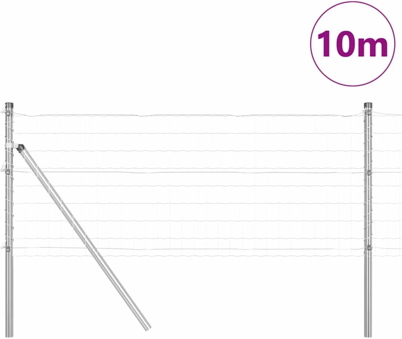 vidaXL Ευρωπαϊκό φράγμα με 7 στήλες 0.4 x 10 μ Γαλβανισμένος χάλυβας