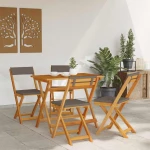 vidaXL Σετ Μπιφτέκι 5 Τεμαχίων Αναδιπλούμενο με Μαξιλάρια από Ακακία