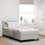 βίνταΧΛ Box Spring Κρεβάτι με Στρώμα Ανοιχτό Γκρι 100x200 εκ Βελούδο