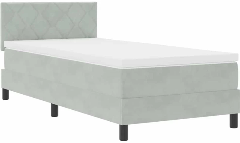 βίνταΧΛ Box Spring Κρεβάτι με Στρώμα Ανοιχτό Γκρι 100x200 εκ Βελούδο