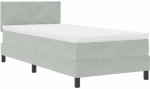 βίνταΧΛ Box Spring Κρεβάτι με Στρώμα Ανοιχτό Γκρι 100x200 εκ Βελούδο