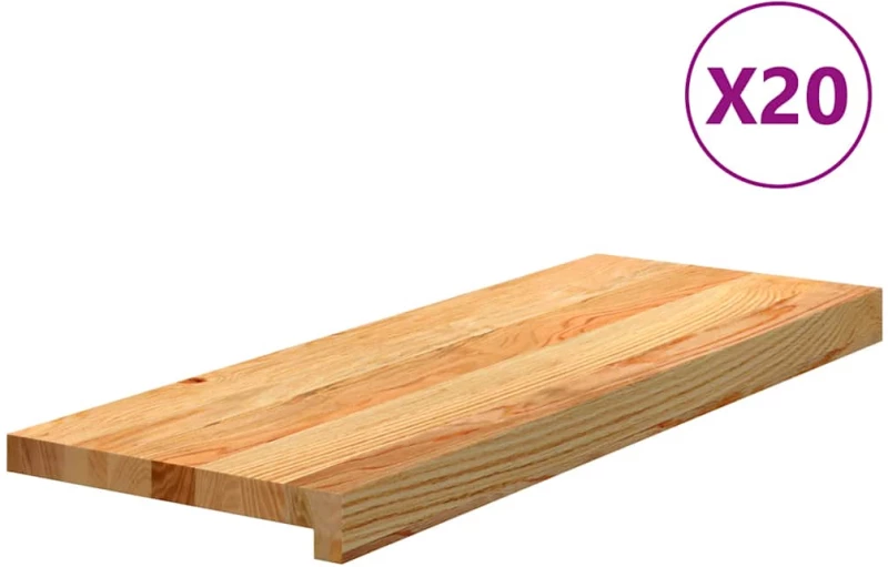 vidaXL Πατάκια Σκάλας 20 τεμ. Ανοιχτό Καφέ 70x25x2 cm Ξύλο Δρυός