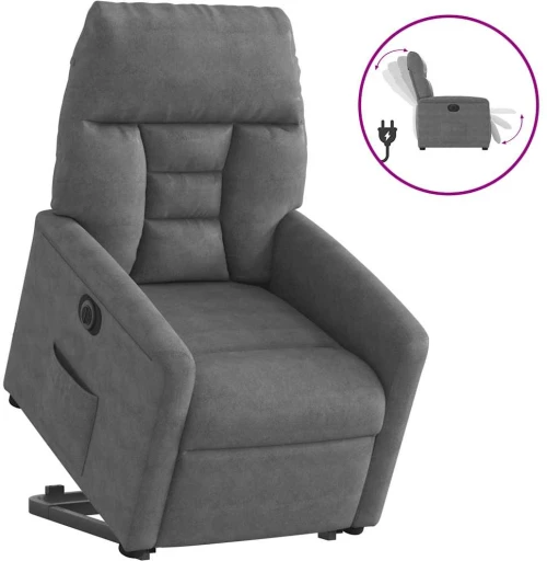 vidaXL Πολυθρόνα Ηλεκ. Ανακλινόμενη Ανύψωση Γκρι Υφασμάτινη Μικροϊνών