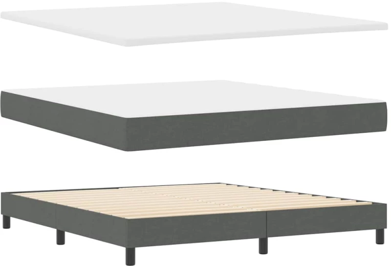 vidaXL Κρεβάτι Box Spring με Στρώμα Σκούρο Γκρι 180x200 εκ. Υφασμα
