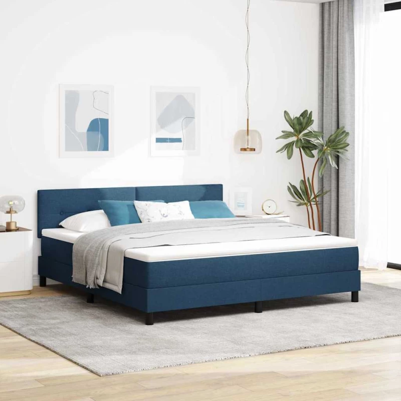 vidaXL Κρεβάτι Βαθμιδωτό με Στρώμα Μπλε 180x200 εκ. Ύφασμα