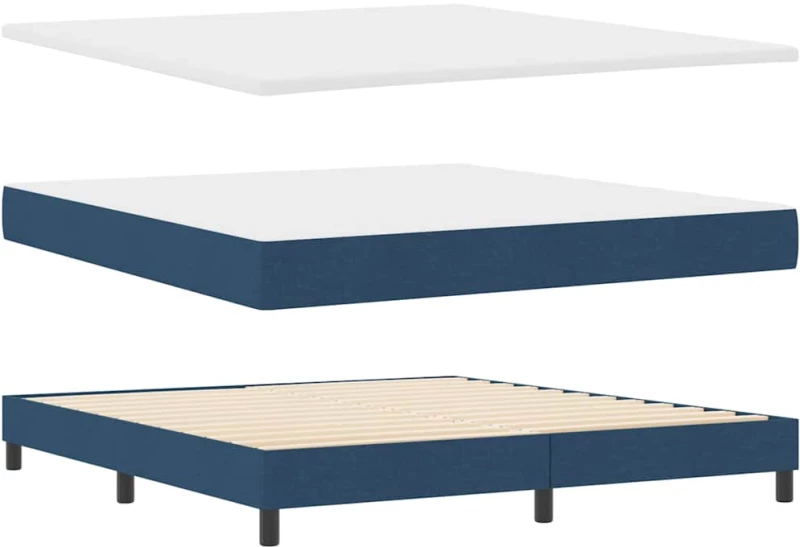 vidaXL Κρεβάτι Βαθμιδωτό με Στρώμα Μπλε 180x200 εκ. Ύφασμα