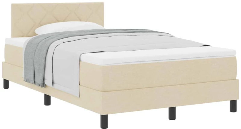 vidaXL Κρεβάτι με Στρώμα Κρέμ 120x190 cm Υφασμάτινο