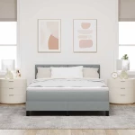 vidaXL Κρεβάτι Box Spring με Στρώμα & LED Λάιτ Γκρι 160x200 εκ Ύφασμα