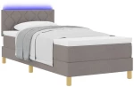 vidaXL Κρεβάτι Σπαστού Στρώματος με Στρώμα & LED Μπεζ 90x190 εκ. Ύφασμα
