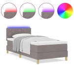 vidaXL Κρεβάτι Σπαστού Στρώματος με Στρώμα & LED Μπεζ 90x190 εκ. Ύφασμα