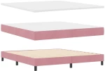 vidaXL Κρεβάτι Box Spring με Στρώμα & LED Ροζ 180x200 εκ. Βελούδο