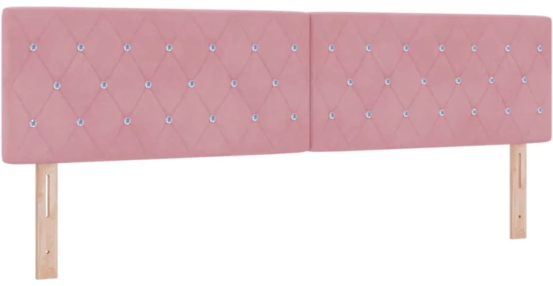 vidaXL Κρεβάτι Box Spring με Στρώμα & LED Ροζ 180x200 εκ. Βελούδο