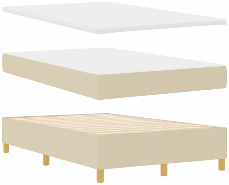 vidaXL Κρεβάτι με ελατήριο και στρώμα & LED Κρεμ 120x190 εκ. Ύφασμα