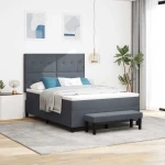 vidaXL Κρεβάτι Box Spring με Στρώμα & Πάγκο Σκούρο Γκρι 140 x 200 εκ.