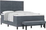 vidaXL Κρεβάτι Box Spring με Στρώμα & Πάγκο Σκούρο Γκρι 140 x 200 εκ.