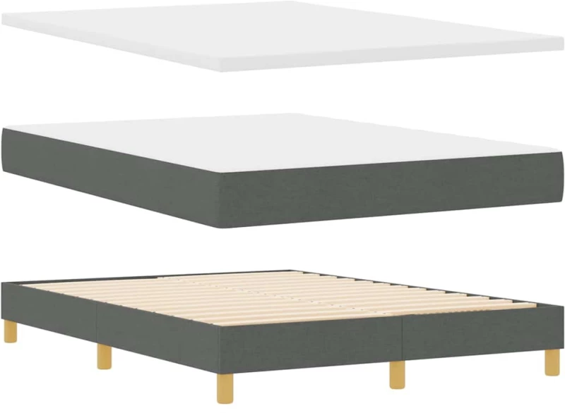 vidaXL Κρεβάτι Box Spring με Στρώμα & LED Σκούρο Γκρι 140x190 εκ. Ύφασμα