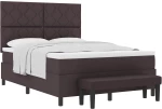 vidaXL Κρεβάτι Box Spring με Στρώμα & Πάγκο Σκούρο Καφέ 160x200 εκ. Ύφασμα