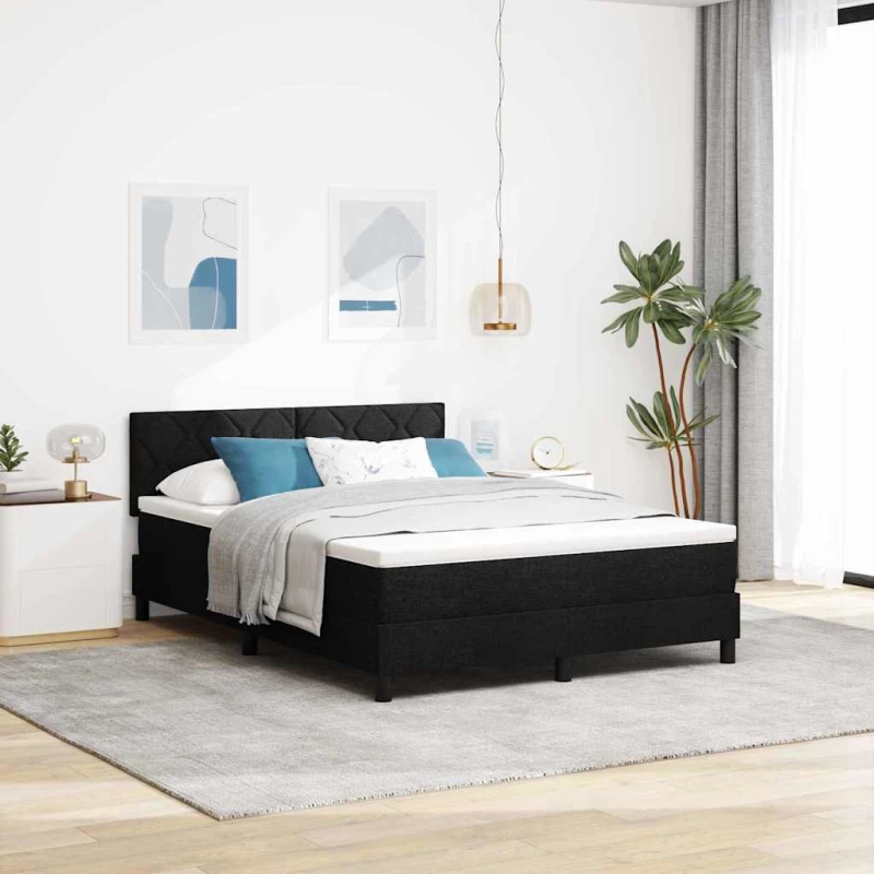 vidaXL Κρεβάτι με Ελατήριο Μαύρο 140x200 εκ. Ύφασμα