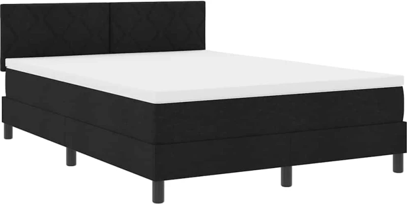 vidaXL Κρεβάτι με Ελατήριο Μαύρο 140x200 εκ. Ύφασμα