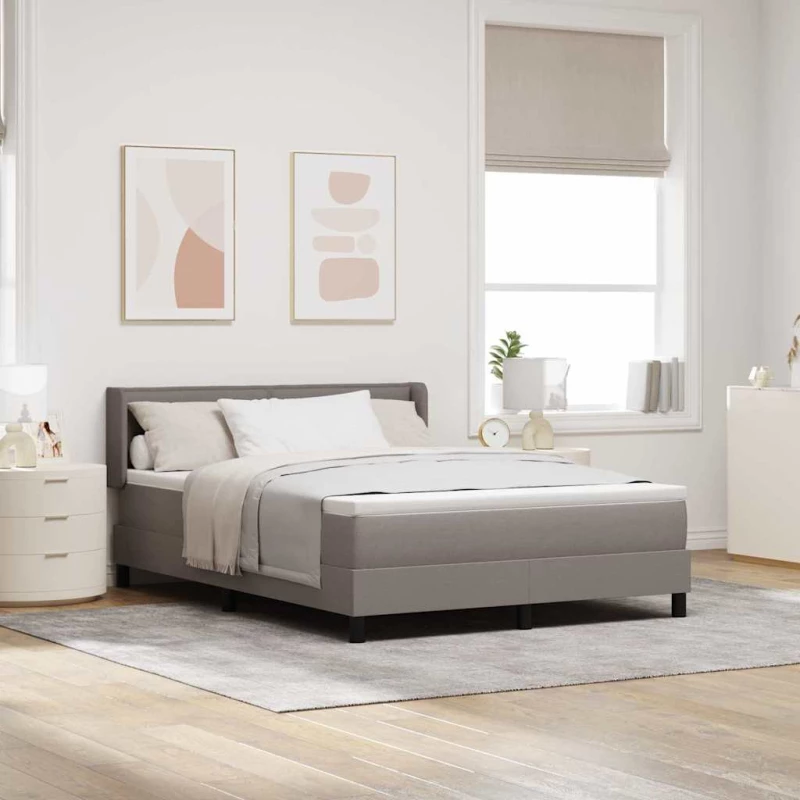 vidaXL Κρεβάτι Box Spring με Στρώμα σε Ταμπά - 140 x 200 εκ, Ύφασμα
