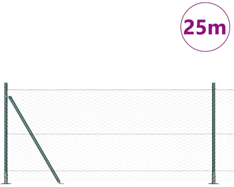 vidaXL Φράχτης Έξαπλής Πράσινος 0.8x25 μ Χάλυβας
