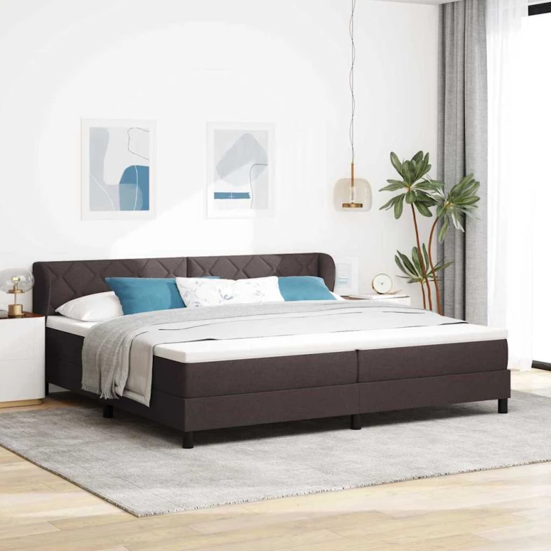 κρεβάτι Box Spring με στρώμα vidaXL Καφέ 200x200 εκ Υφασμάτινο