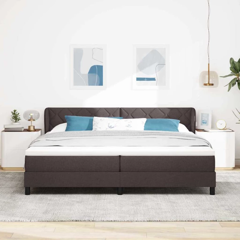 κρεβάτι Box Spring με στρώμα vidaXL Καφέ 200x200 εκ Υφασμάτινο