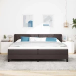 κρεβάτι Box Spring με στρώμα vidaXL Καφέ 200x200 εκ Υφασμάτινο