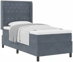 κρεβάτι-box spring vidaXL με στρώμα σκούρο γκρι 90x190 εκ. βελούδο