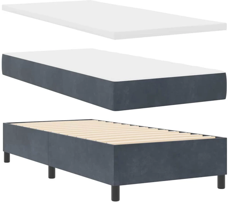 κρεβάτι-box spring vidaXL με στρώμα σκούρο γκρι 90x190 εκ. βελούδο