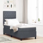 κρεβάτι Box Spring vidaXL με στρώμα σκούρο γκρι 80x200 εκ. βελούδο