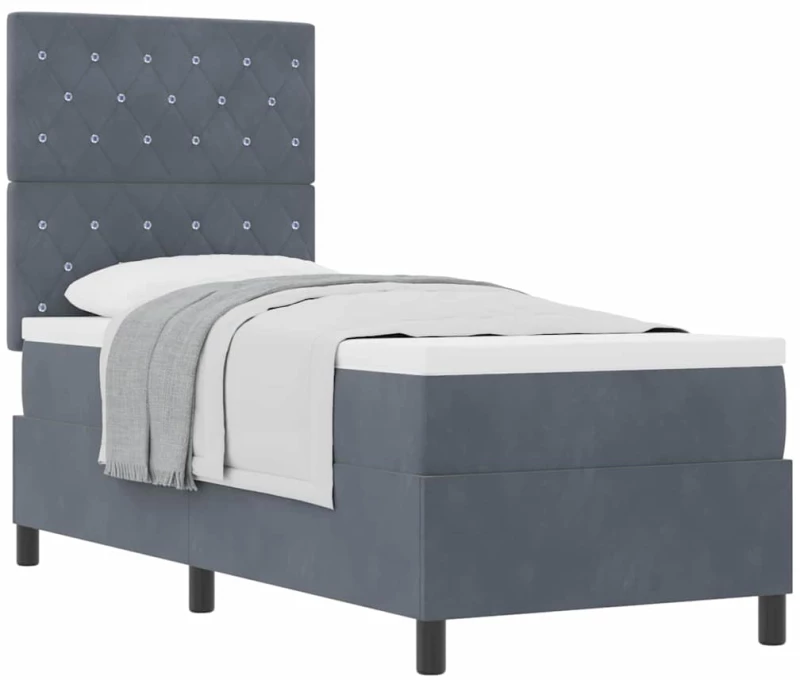 κρεβάτι Box Spring vidaXL με στρώμα σκούρο γκρι 80x200 εκ. βελούδο