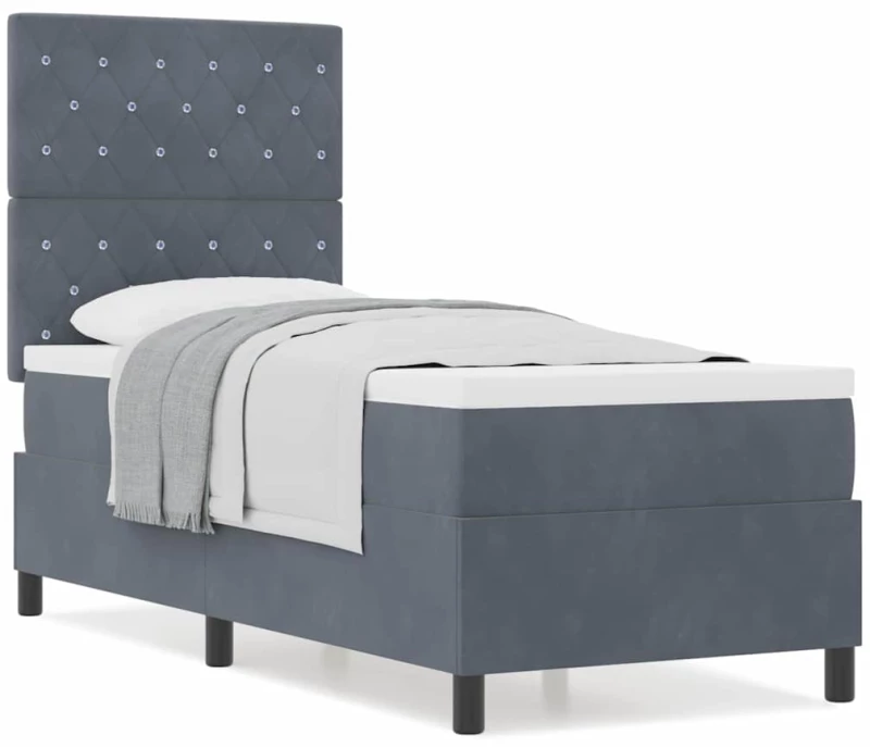 κρεβάτι Box Spring vidaXL με στρώμα σκούρο γκρι 80x200 εκ. βελούδο