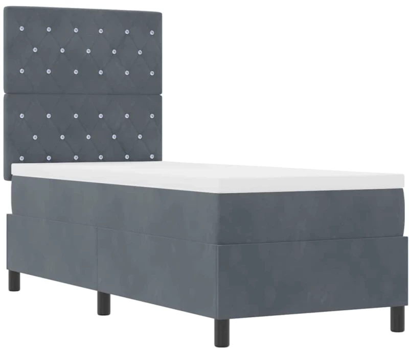 κρεβάτι Box Spring vidaXL με στρώμα σκούρο γκρι 80x200 εκ. βελούδο