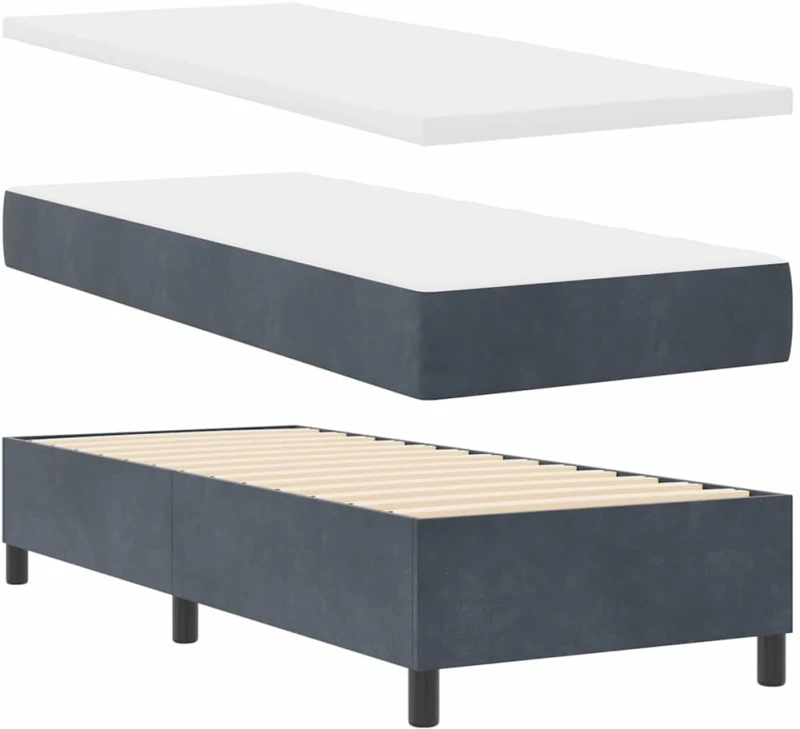 κρεβάτι Box Spring vidaXL με στρώμα σκούρο γκρι 80x200 εκ. βελούδο
