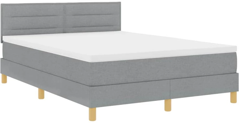 vidaXL Κρεβάτι Box Spring με Στρώμα & LED Ανοιχτό Γκρι 140x190 εκ. Ύφασμα