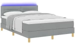 vidaXL Κρεβάτι με Έλασμα με Στρώμα & LED Ανοιχτό Γκρι 160x200 εκ. Ύφασμα