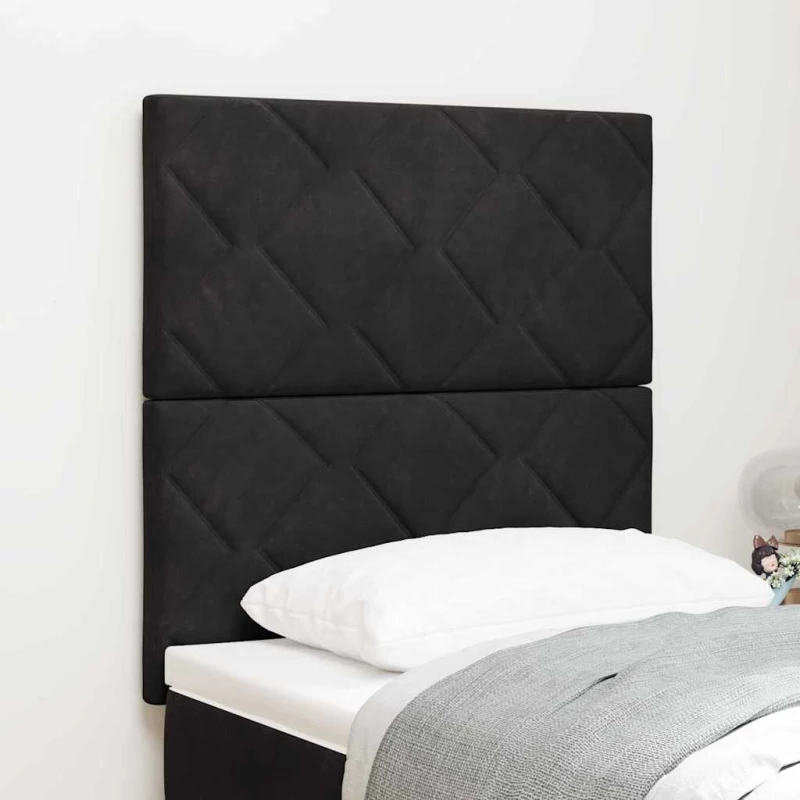 vidaXL LED Κεφαλάρι σε σχέδιο διαμαντιών, μαύρο, 80 εκ, βελούδο
