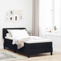 vidaXL Κρεβάτι Box Spring με Στρώμα Μαύρο 90x190 εκ. Υφάσματος