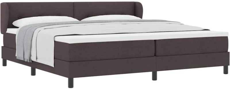 Κρεβάτι Box Spring vidaXL με Στρώμα Σκούρο Καφέ 200x200 εκ. Υφάσματος