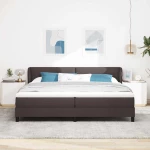 Κρεβάτι Box Spring vidaXL με Στρώμα Σκούρο Καφέ 200x200 εκ. Υφάσματος