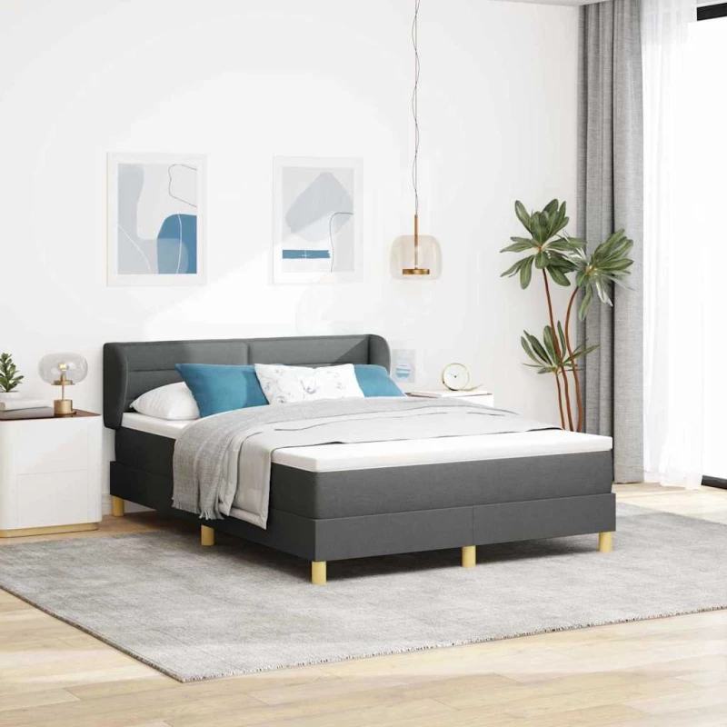 vidaXL Κρεβάτι με Στρώμα Dark Grey 160x200 cm Υφασμάτινο